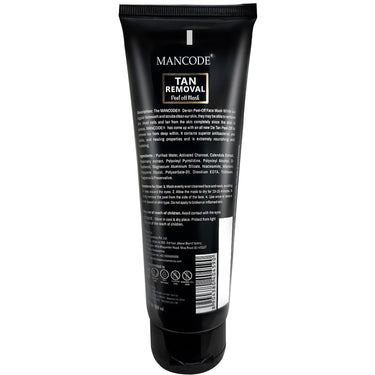 Mancode De-Tan Removal Peel off Face Mask for Men and Women 100ml | Deep Cleansing Exfoliator, Defeat Blackheads & Whiteheads, Glowing White & Brighten Skin